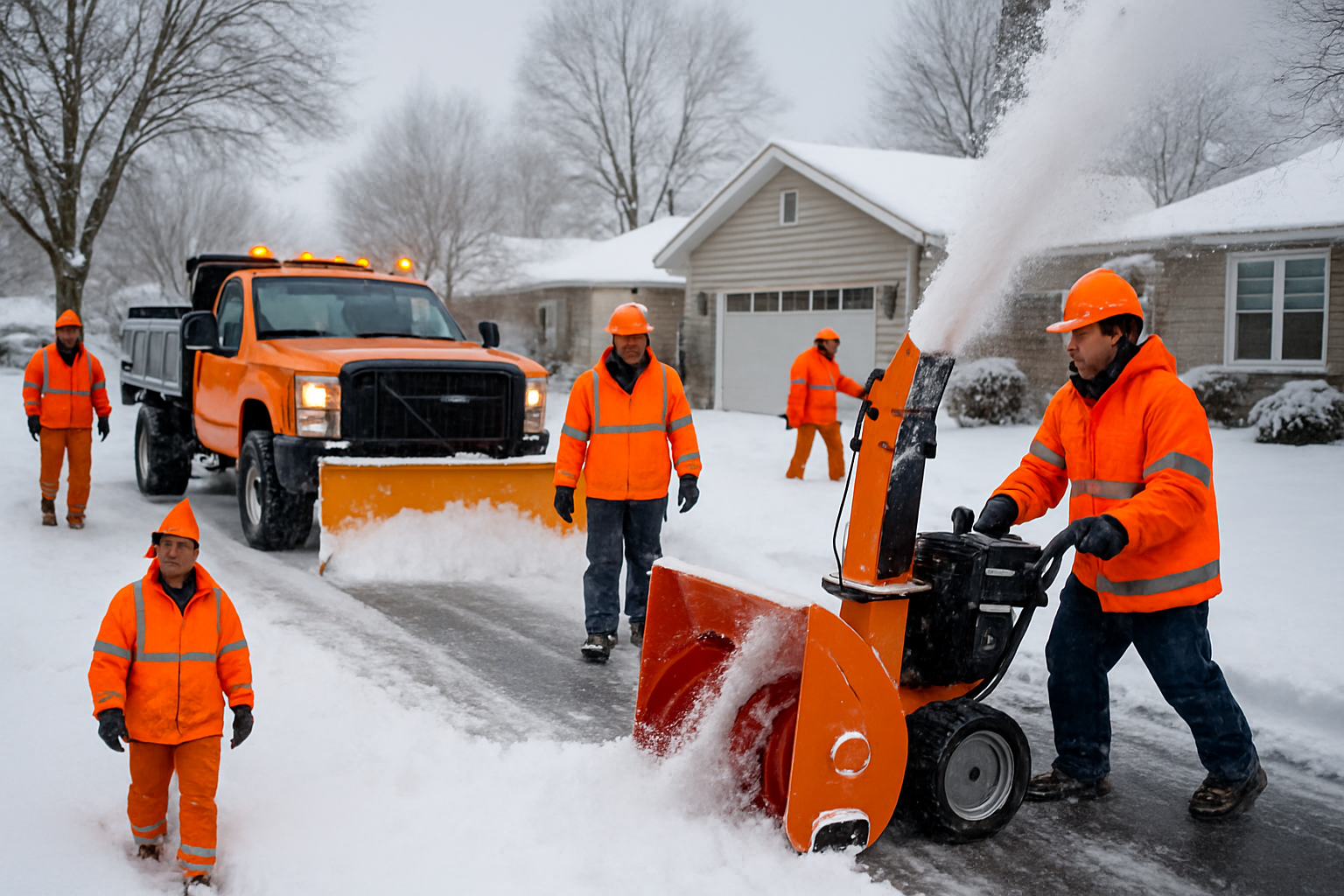 snow removal equipment with professional crew - snow removal service near me