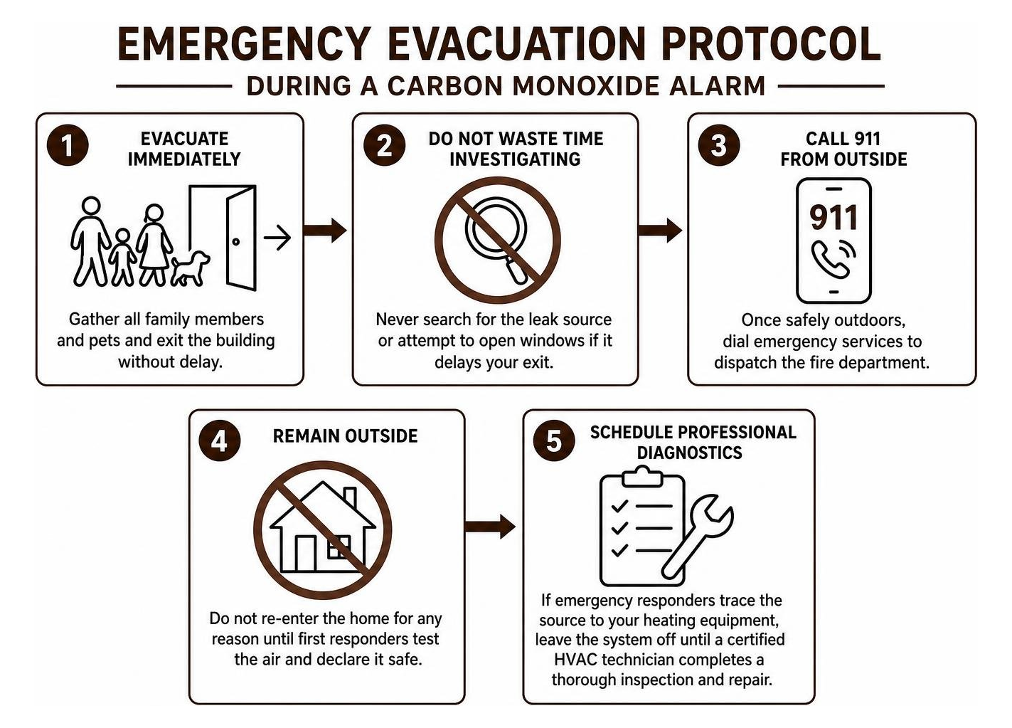 Emergency evacuation protocol during a carbon monoxide alarm