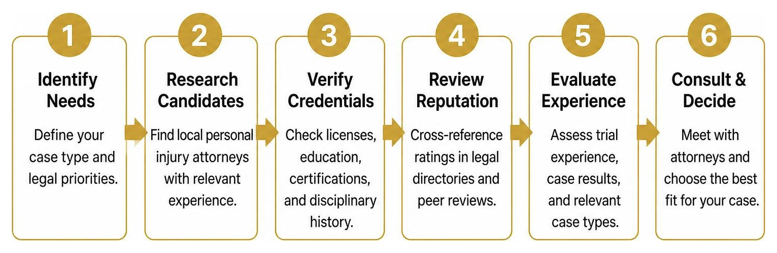 Evaluating personal injury attorney selection steps Evaluating personal injury attorney selection steps