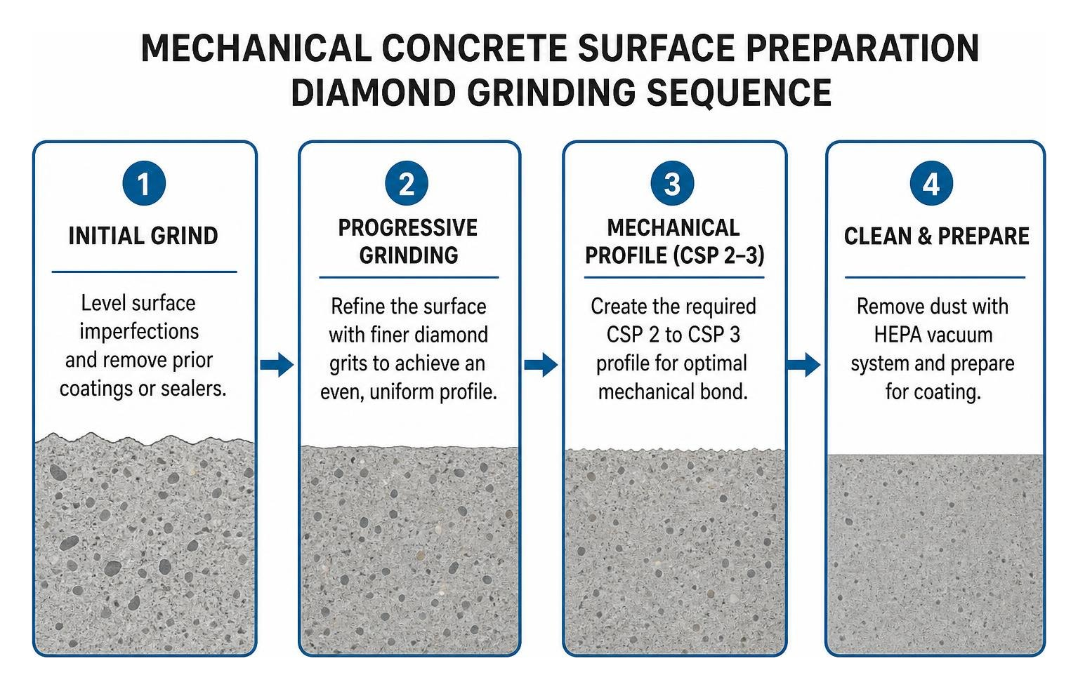 mechanical concrete surface preparation diamond grinding sequence