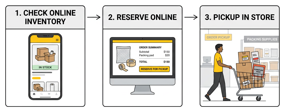 Local retail sourcing workflow: check stock, reserve online, pickup in store Local retail sourcing workflow: check stock, reserve online, pickup in store