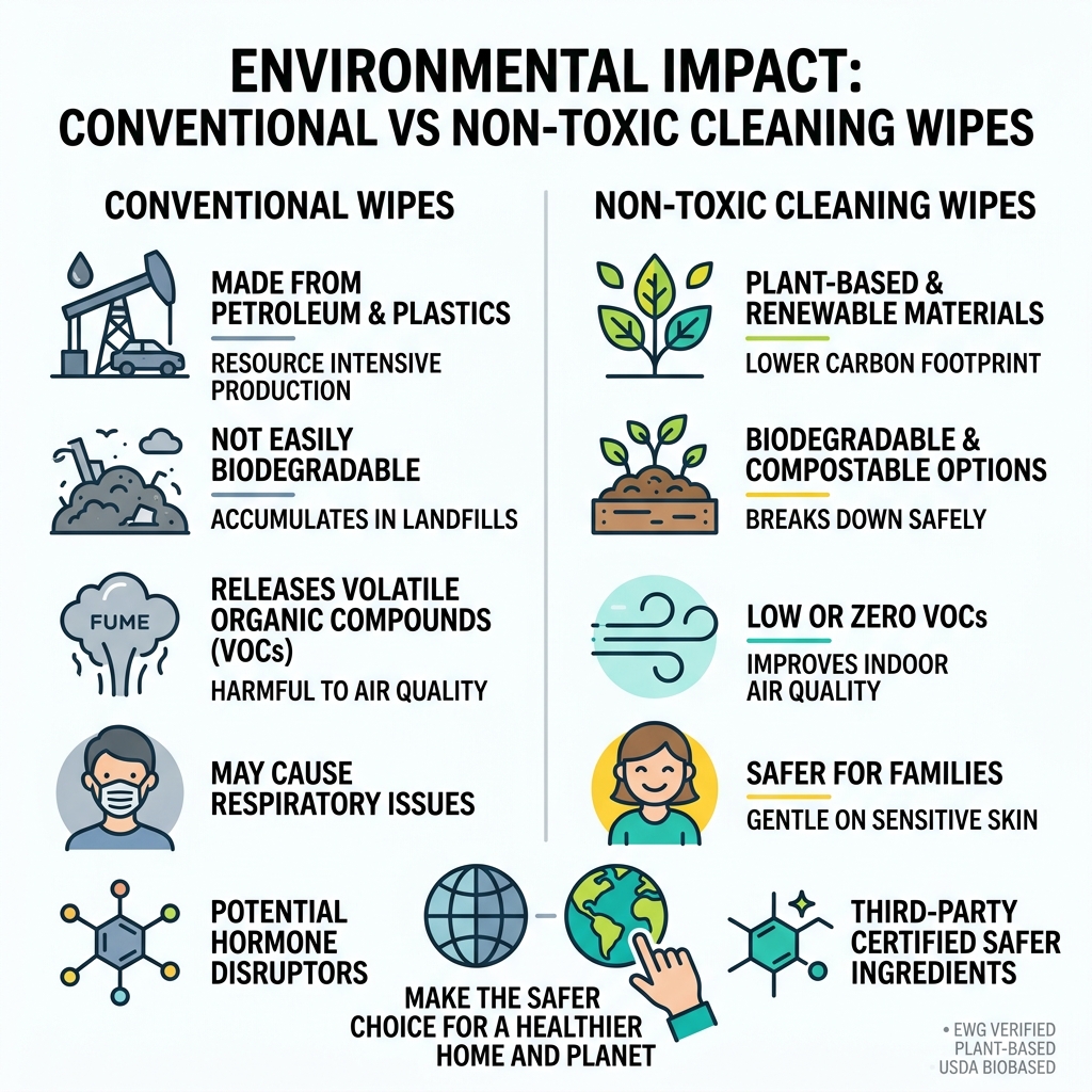 environmental impact of conventional vs non-toxic cleaning wipes infographic - best non toxic cleaning wipes infographic environmental impact of conventional vs non-toxic cleaning wipes infographic - best non toxic cleaning wipes infographic