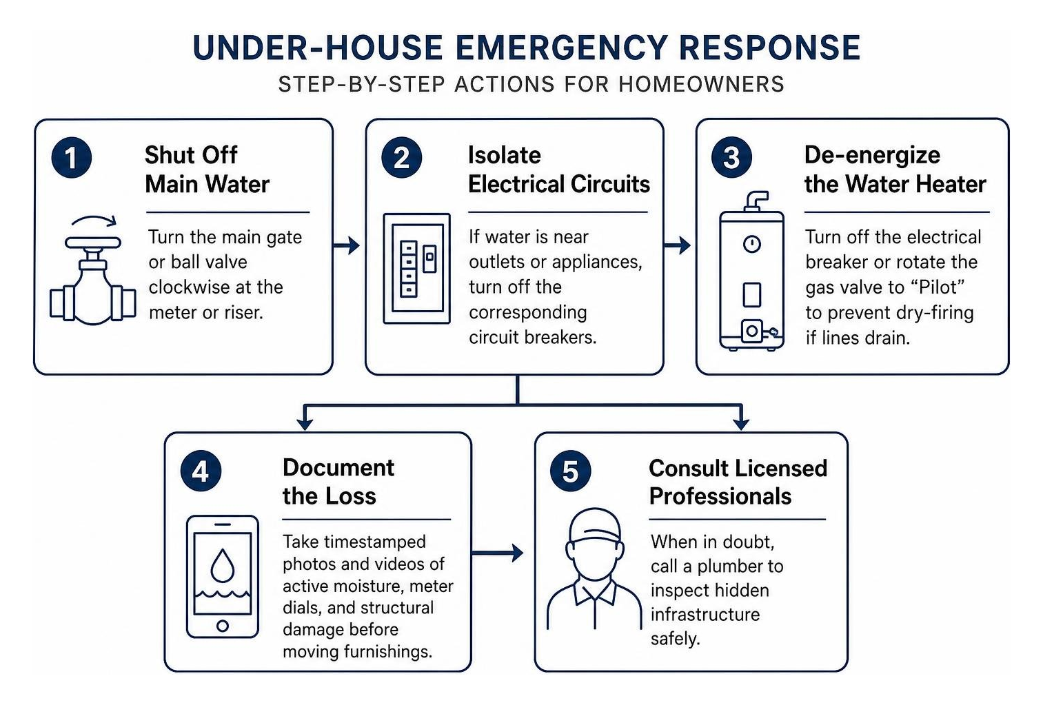 Step-by-step emergency response actions for homeowners Step-by-step emergency response actions for homeowners