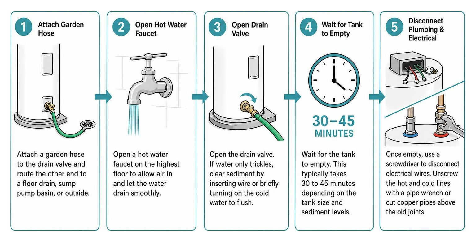 Step-by-step sequence of installing an electric water heater Step-by-step sequence of installing an electric water heater