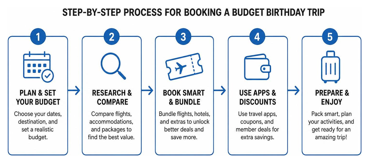 Step-by-step process for booking a budget birthday trip