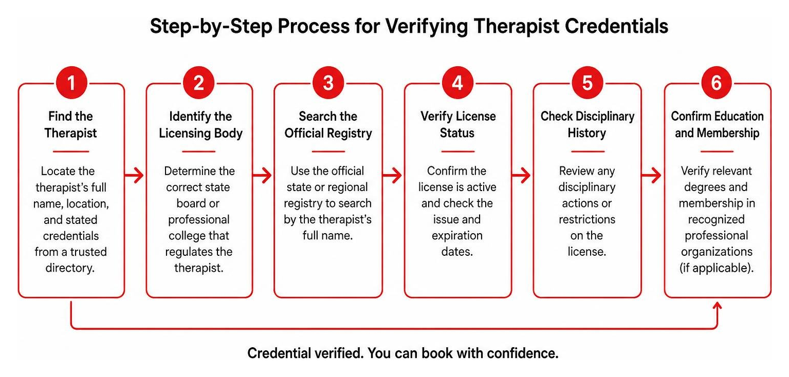 Step-by-step process for verifying therapist credentials Step-by-step process for verifying therapist credentials