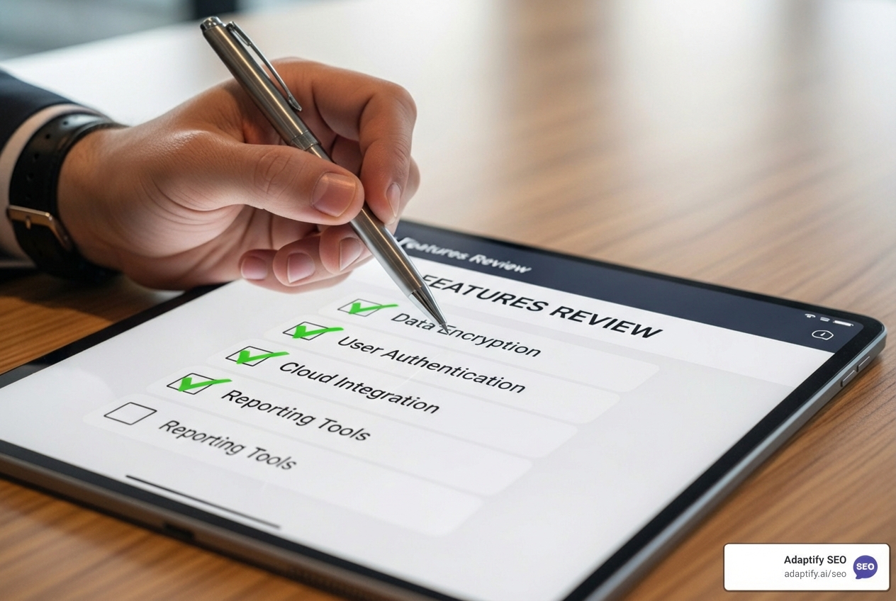 checklist showing key software features - Scalable SEO software