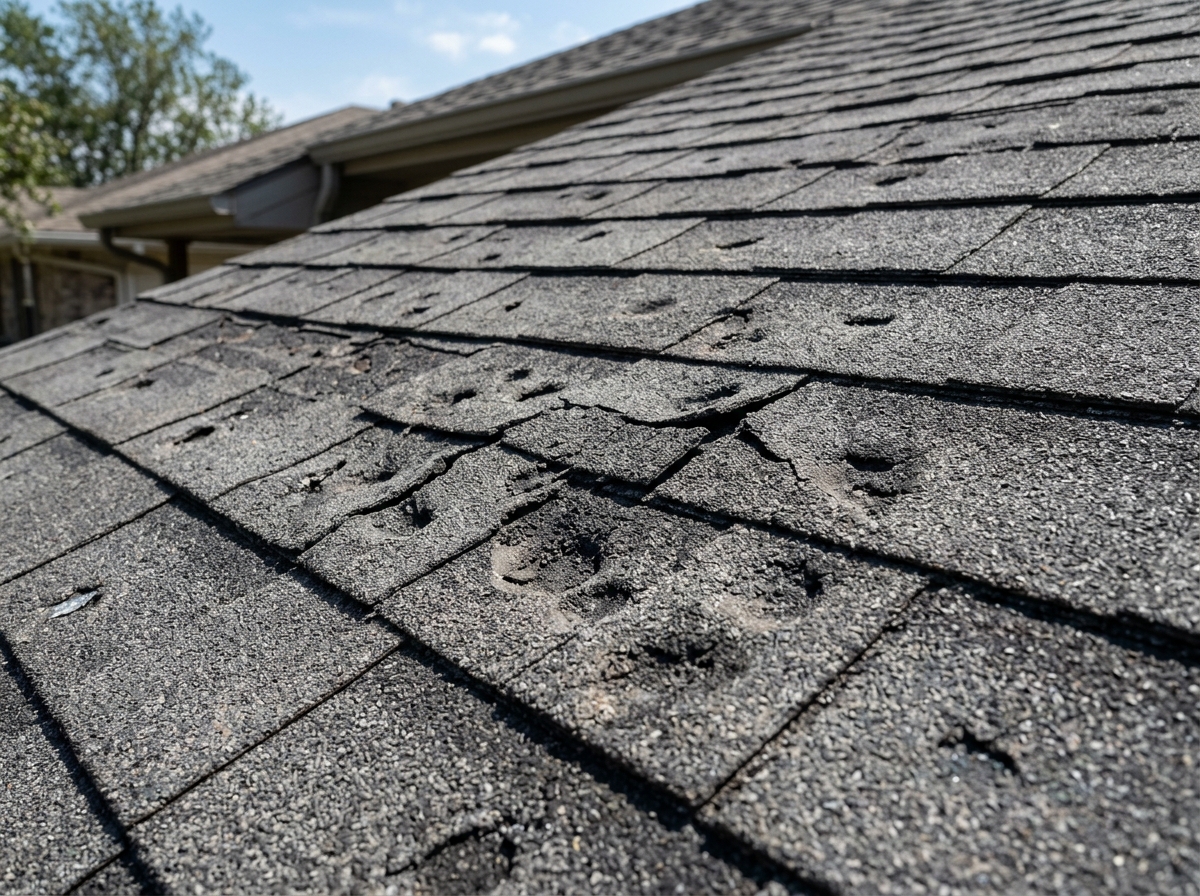 hail damaged shingles on a residential roof - does homeowners insurance cover roof replacement
