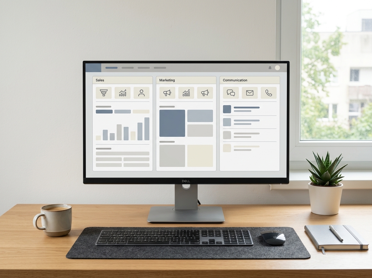 Conceptual visual of organized app categories within a CRM framework - hubspot integrations list Conceptual visual of organized app categories within a CRM framework - hubspot integrations list