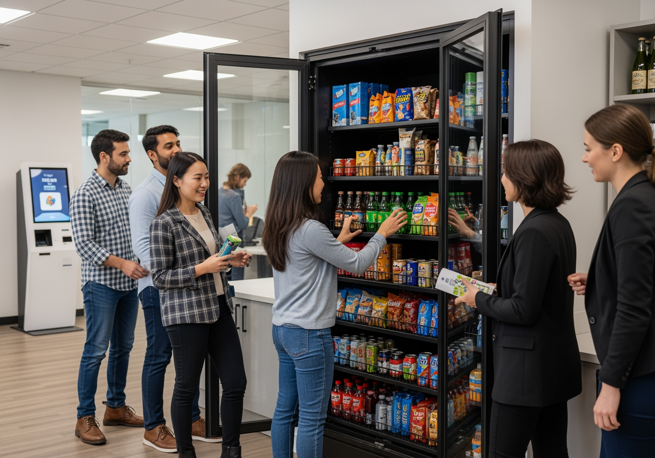 employees using a micro market - micro market and vending machines