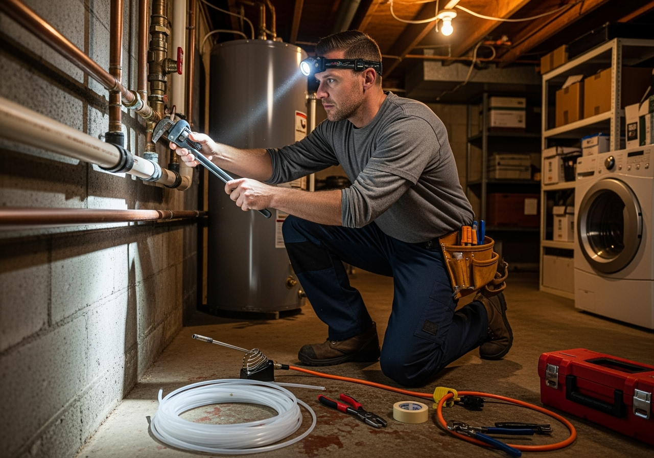 plumber performing a maintenance check on pipes - emergency plumbing service placitas plumber performing a maintenance check on pipes - emergency plumbing service placitas