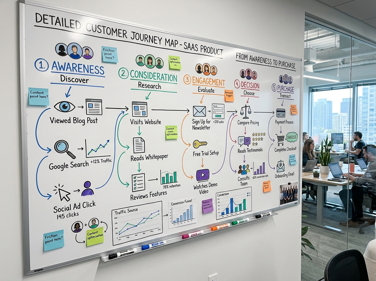 customer journey map with behavioral triggers and data points - Data driven engagement