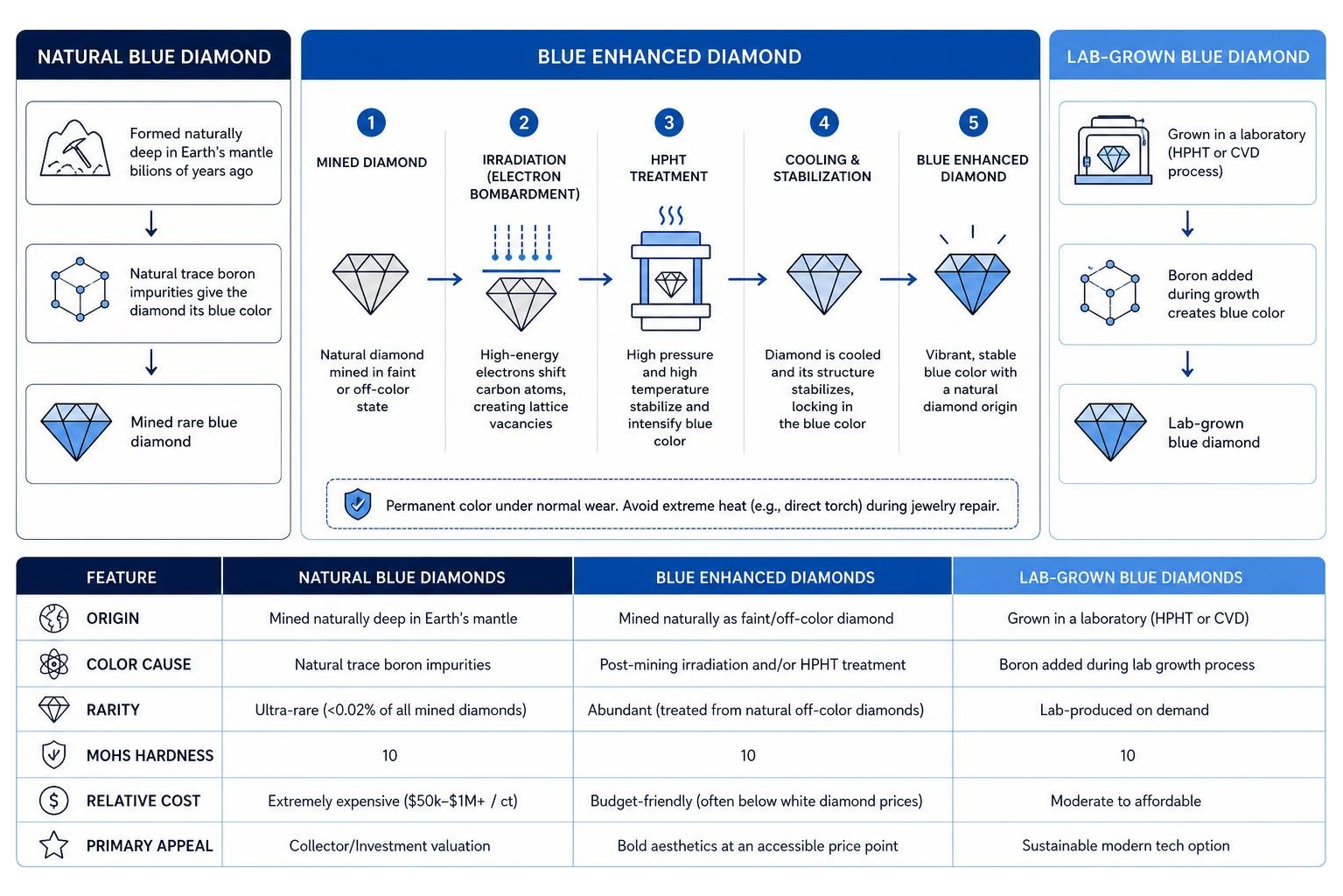 comparison of diamond creation and enhancement processes