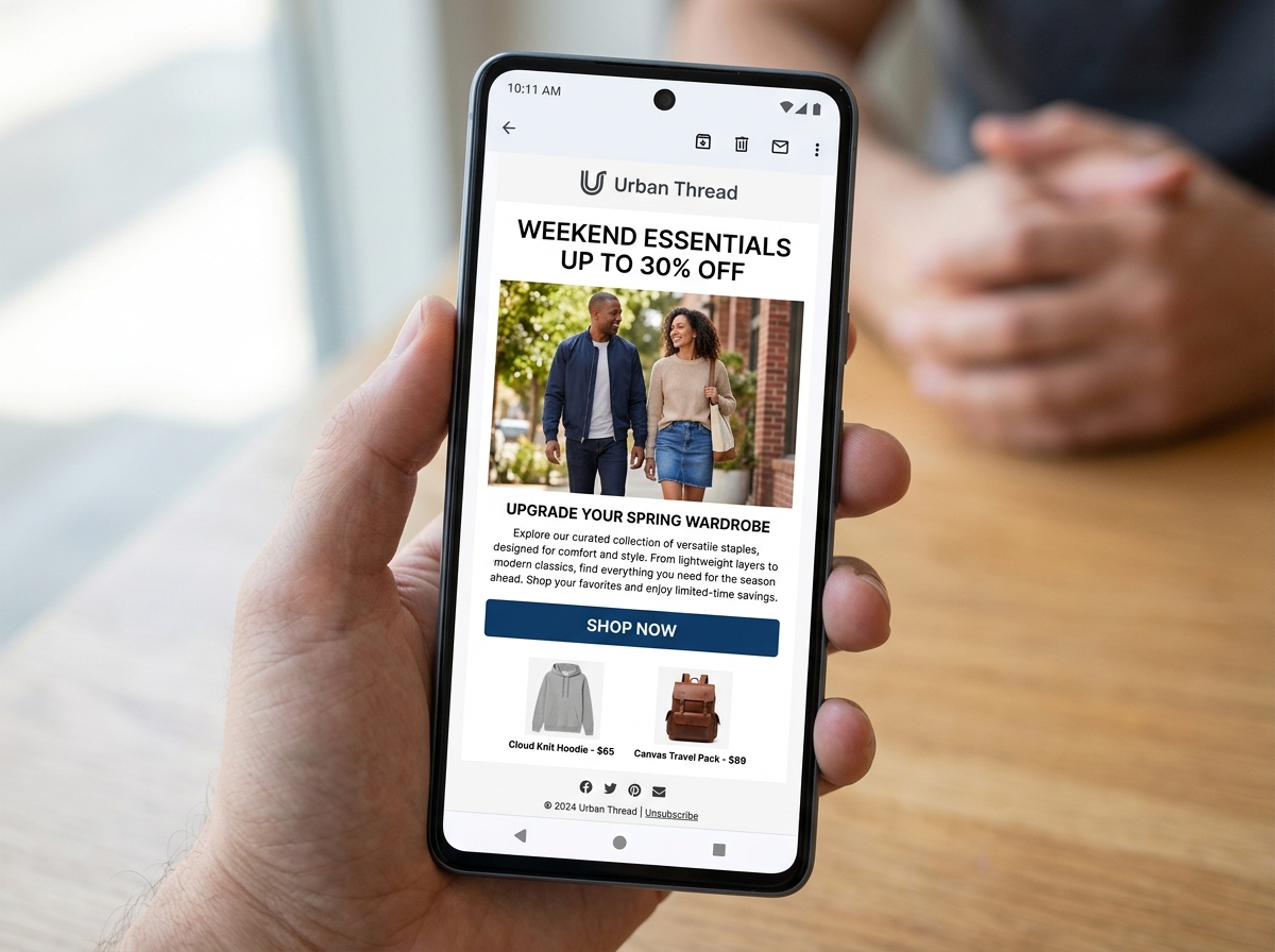 Mobile-optimized ecommerce email showing clear hierarchy and large CTA buttons - ecommerce email marketing guide