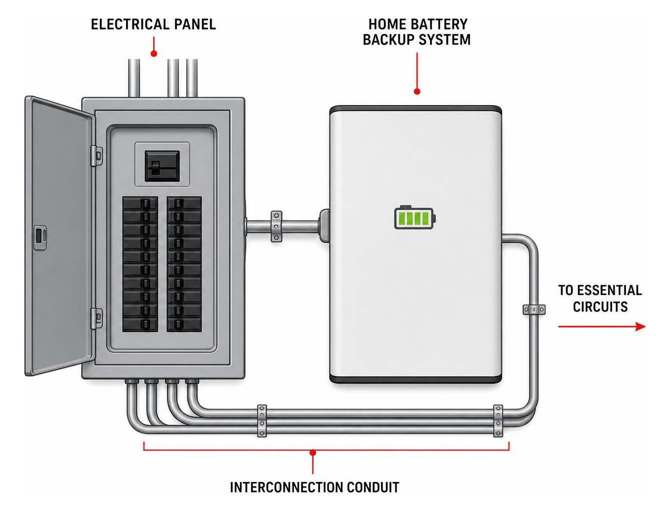 home battery backup system installed next to an electrical panel