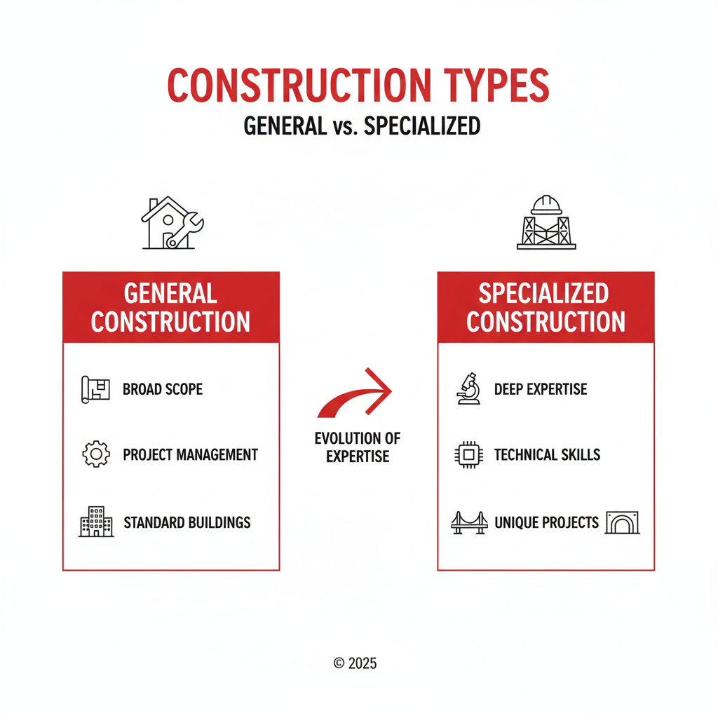 infographic comparing general and specialized construction - specialized construction infographic 