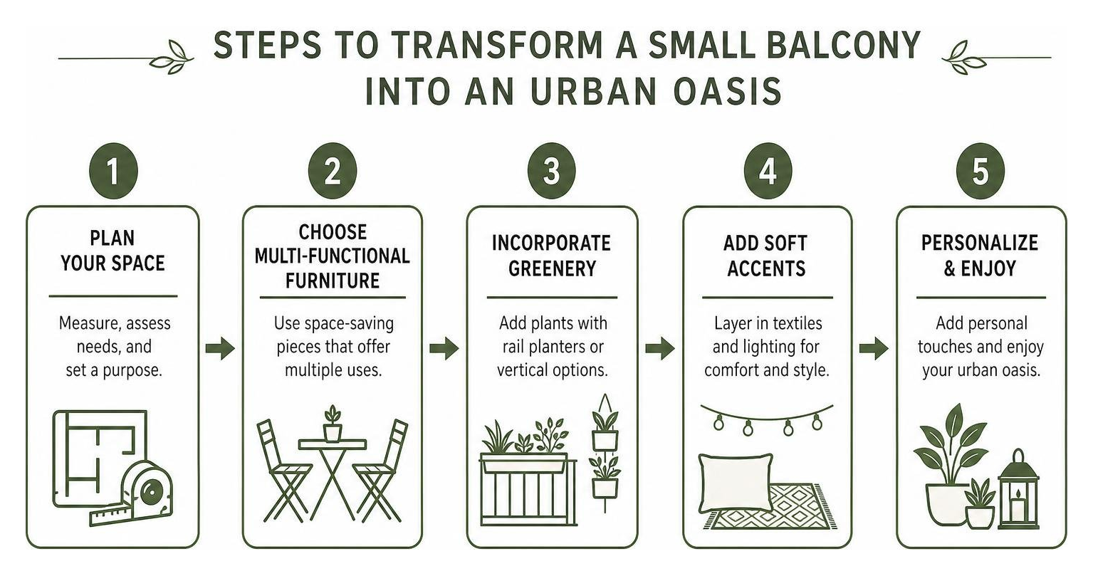 Steps to transform a small balcony space into an urban oasis