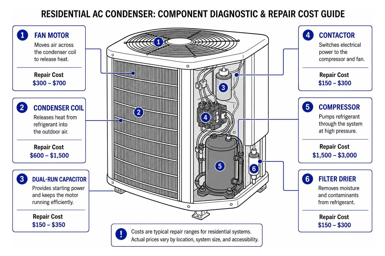 diagnostic breakdown of home AC condenser components diagnostic breakdown of home AC condenser components