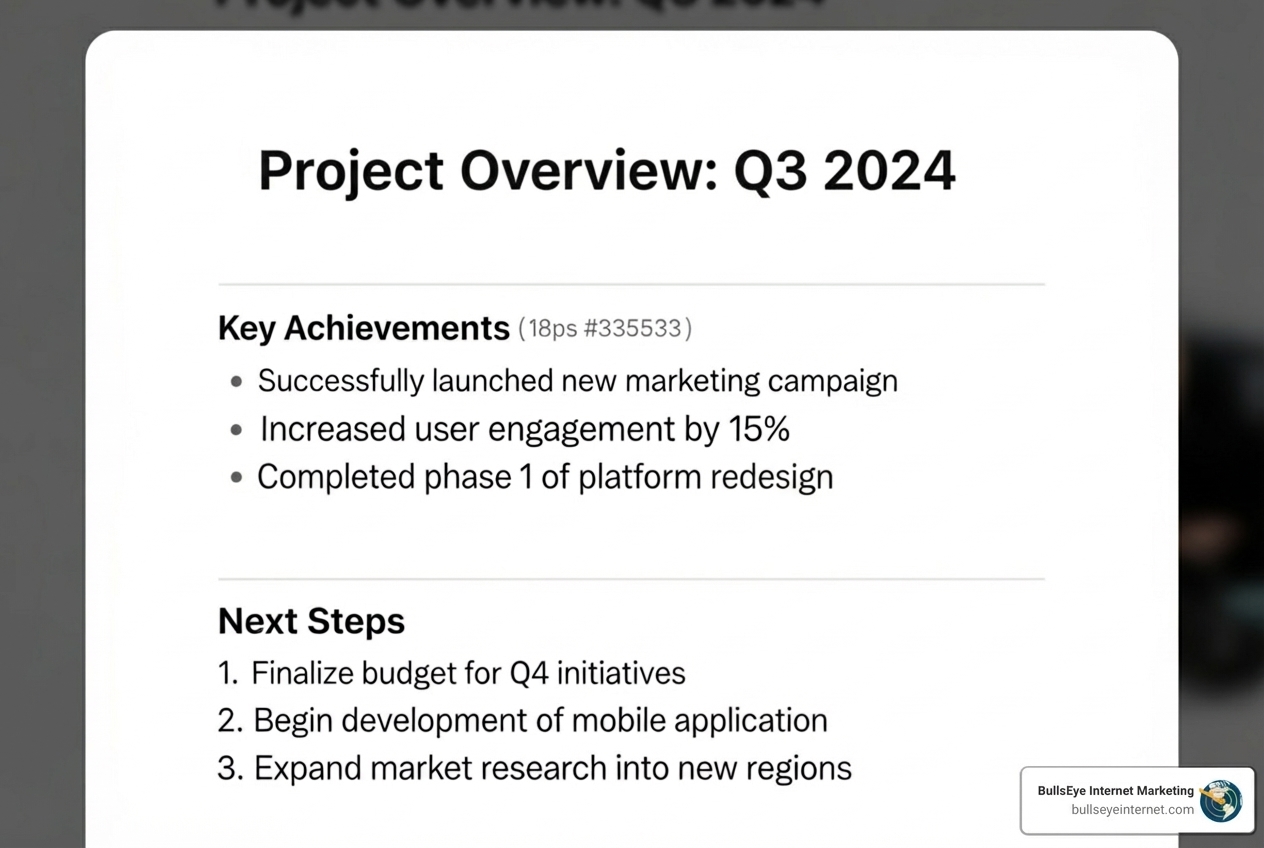 Image of a content piece structured for AI readability with clear headings and lists - Google SGE optimization Image of a content piece structured for AI readability with clear headings and lists - Google SGE optimization