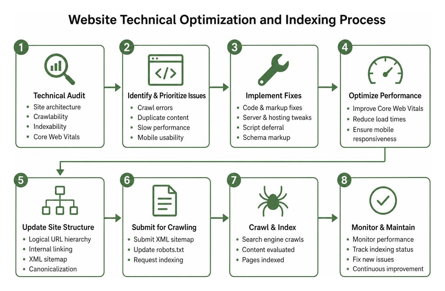 Website technical optimization and indexing process Website technical optimization and indexing process