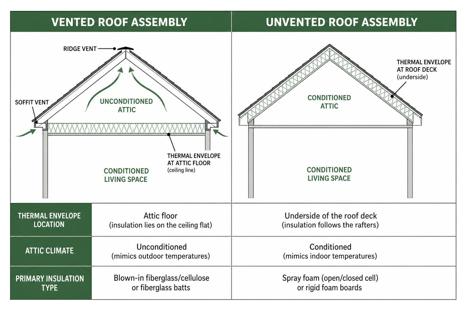 Comparison of Vented and Unvented Roof Assemblies Comparison of Vented and Unvented Roof Assemblies