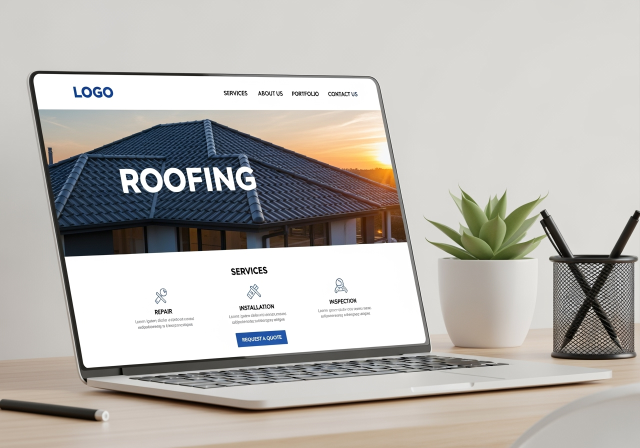 a well-structured roofing website homepage highlighting key sections - roofer website development