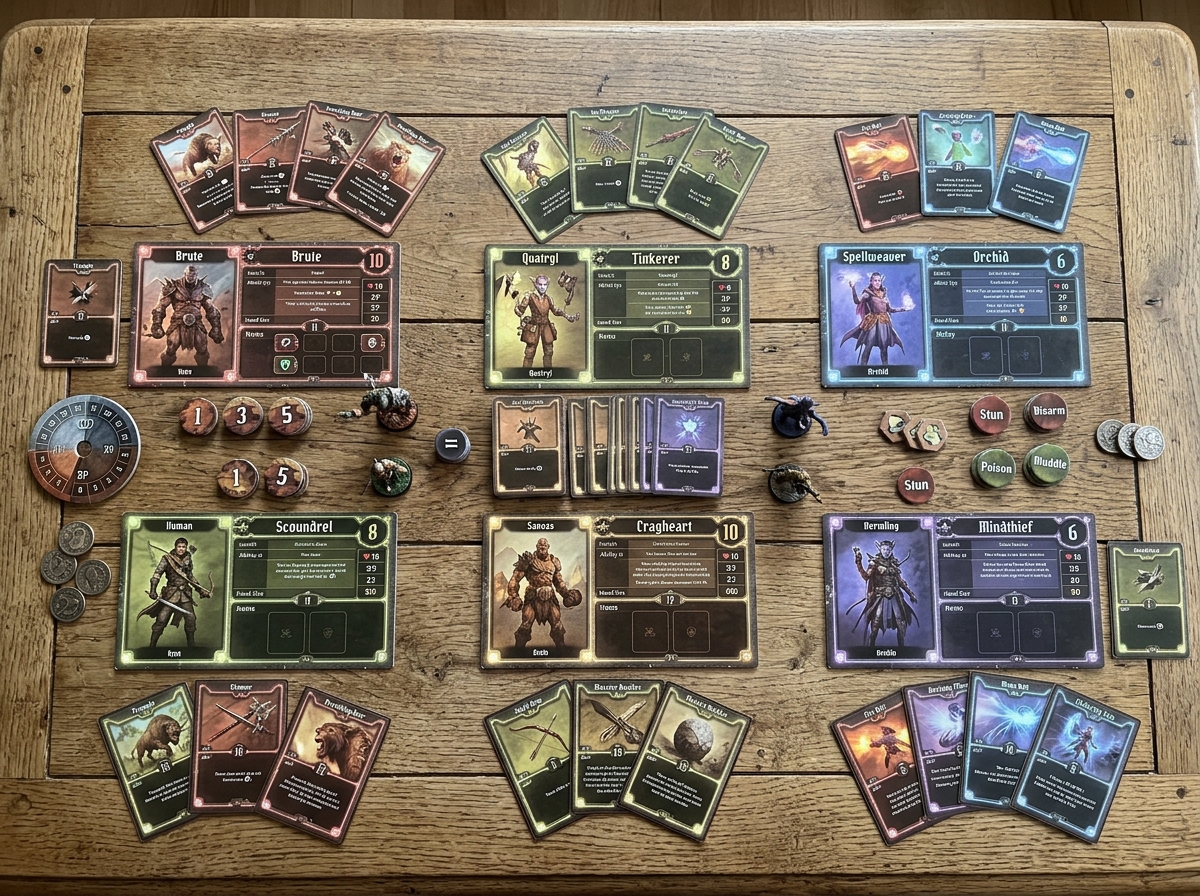 starting character mats and ability cards - gloomhaven board game how to play