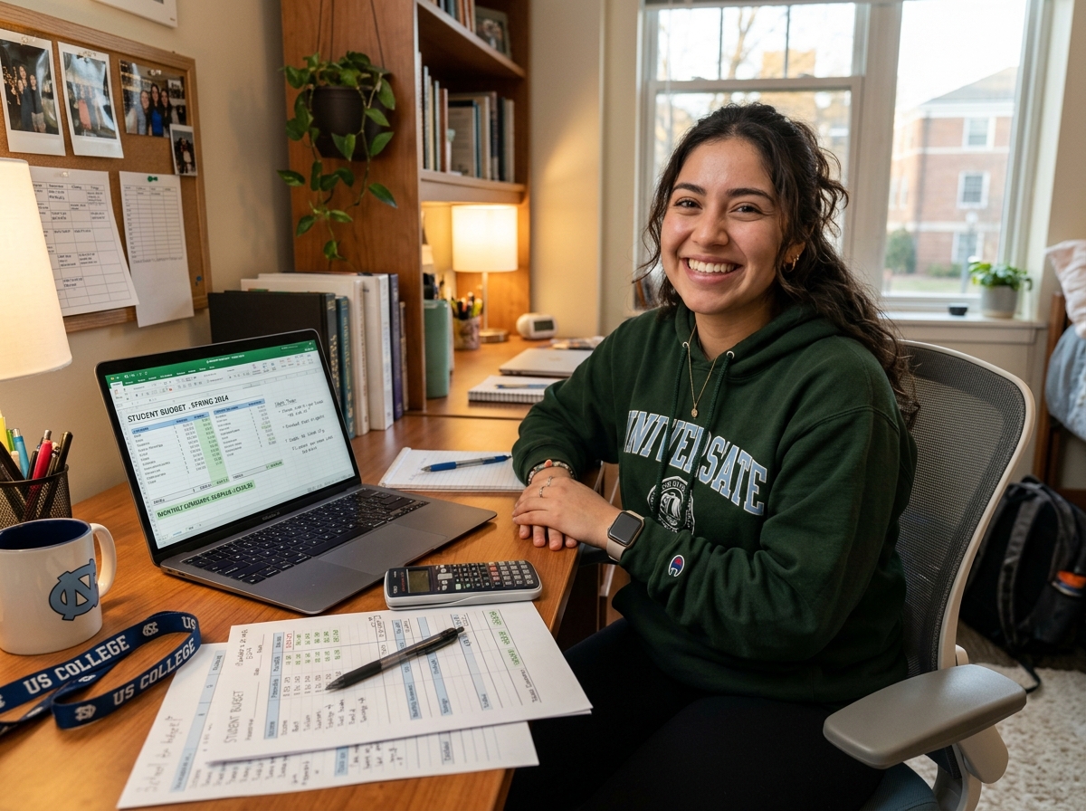 student looking relieved after organizing their finances - how to budget your money as a student