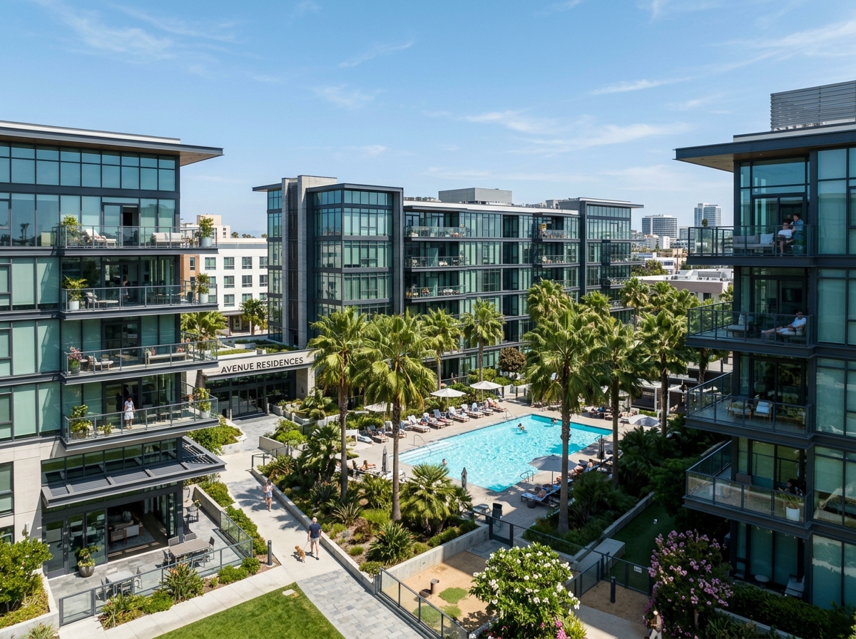 modern residential apartment complex - real estate and property rentals