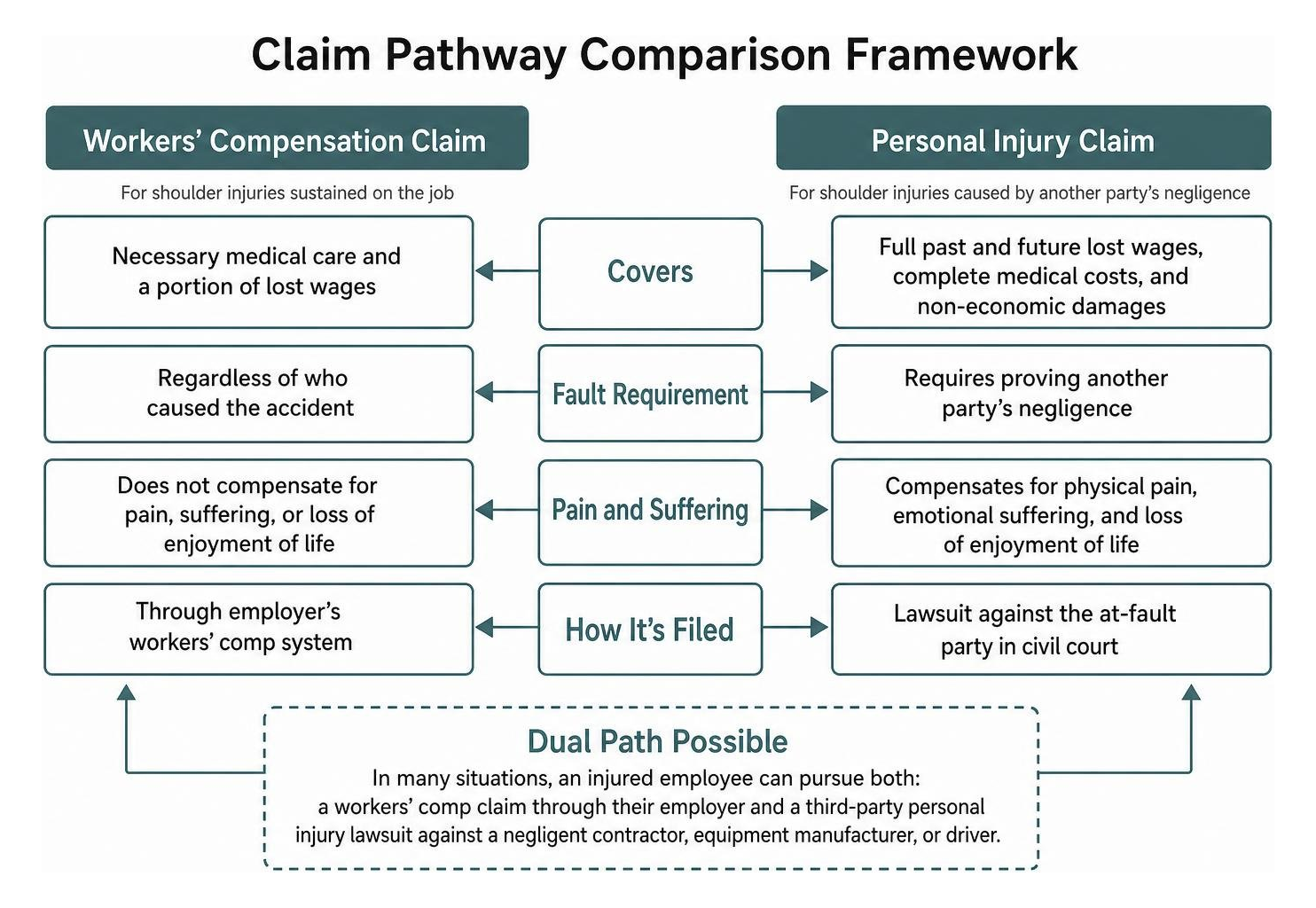 Claim pathway comparison framework Claim pathway comparison framework