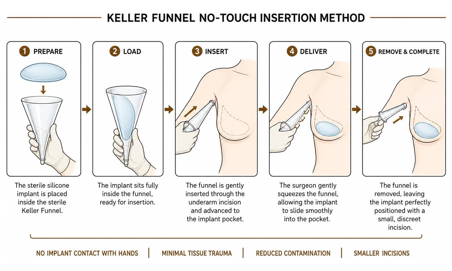 Diagram showing the Keller Funnel no-touch insertion method