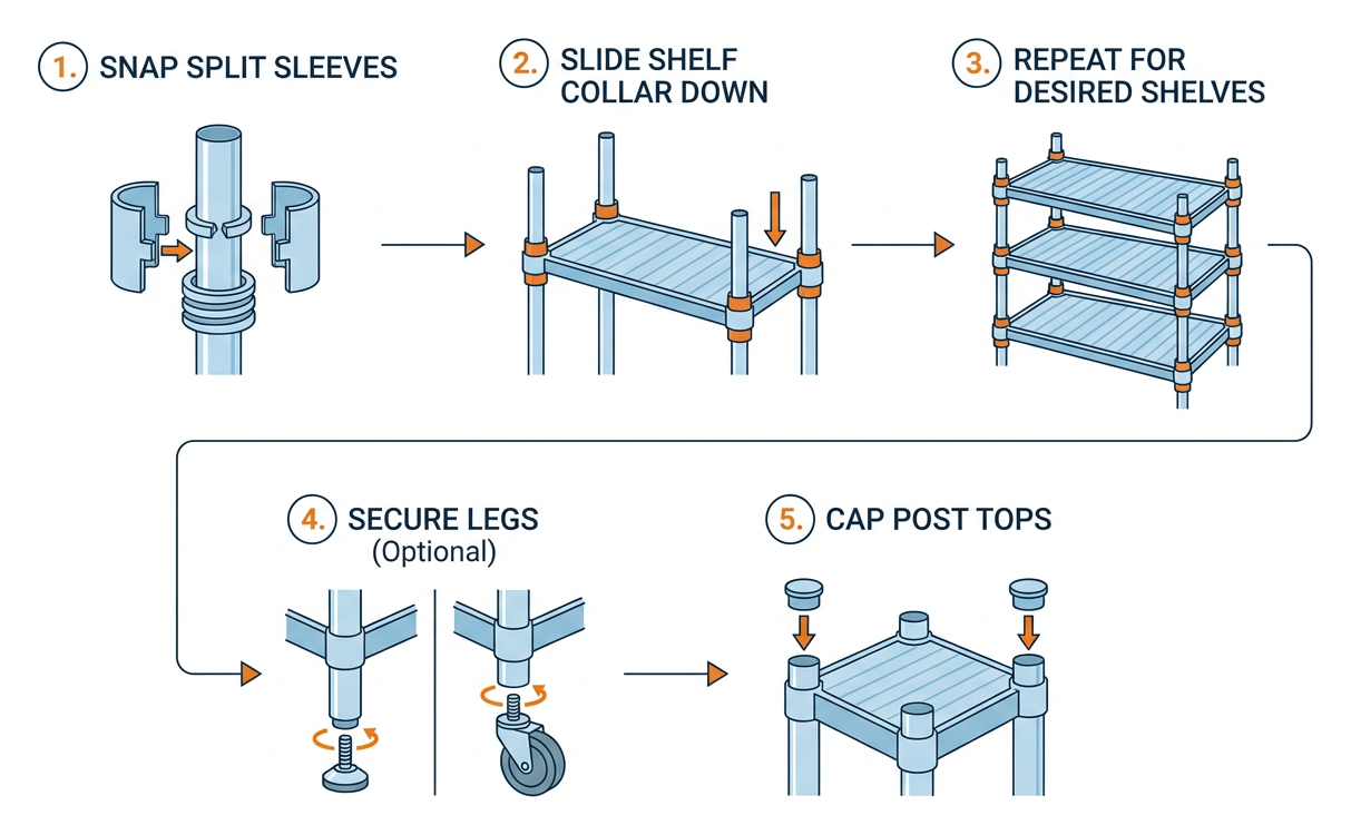 step by step wire shelf assembly workflow step by step wire shelf assembly workflow