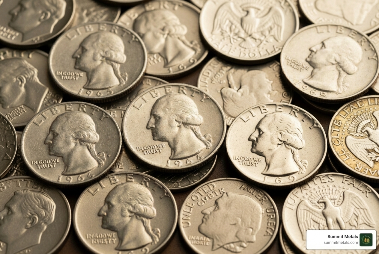 assorted pre-1965 US silver dimes quarters and half dollars - how much is a pound of junk silver worth