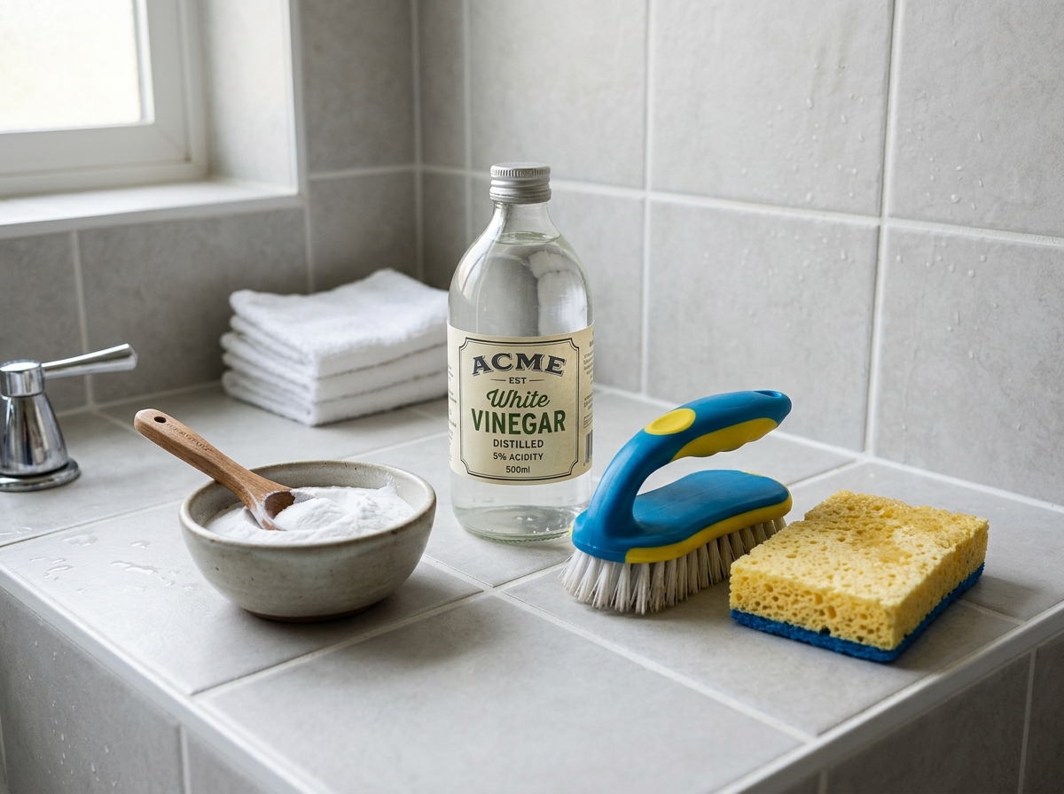 baking soda and vinegar for cleaning tiles - diy tile stain remover