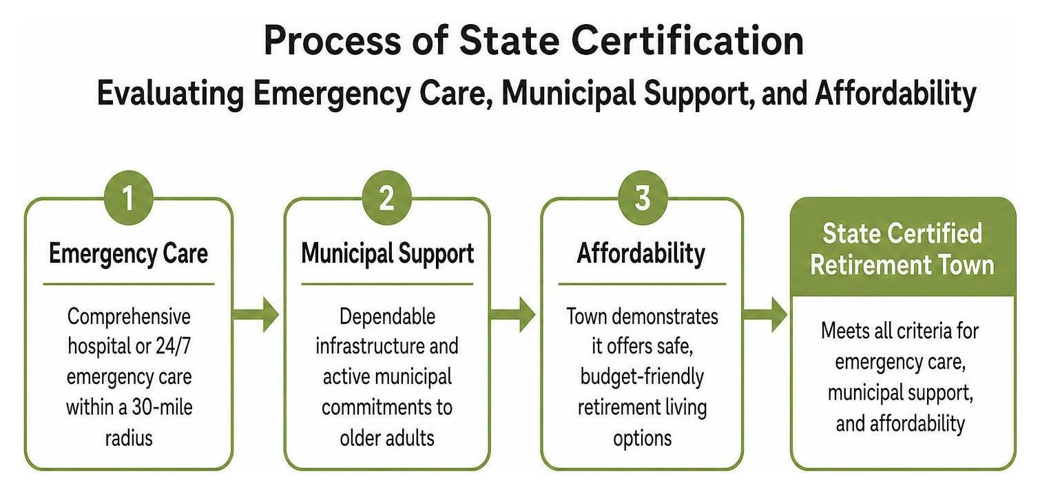 Process of state certification evaluating emergency care municipal support and affordability