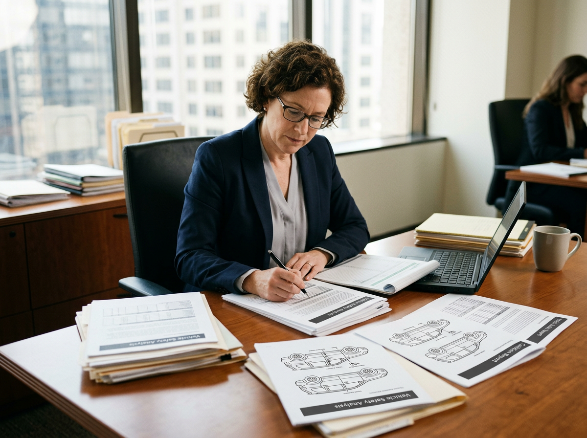 legal counsel reviewing vehicle safety reports
