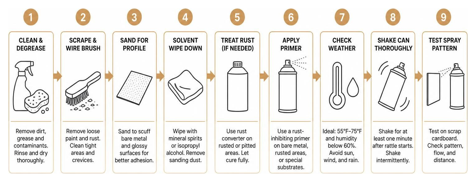 Step-by-step metal spray painting process Step-by-step metal spray painting process