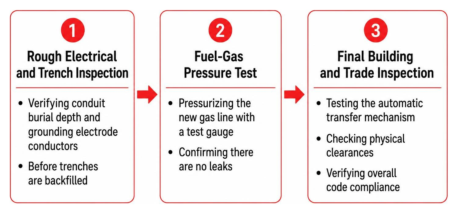 Generator installation and inspection sequence