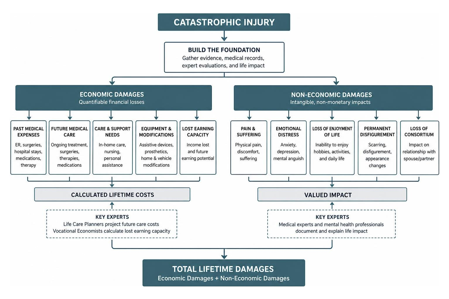 Diagram showing the calculation of lifetime economic and non-economic damages Diagram showing the calculation of lifetime economic and non-economic damages
