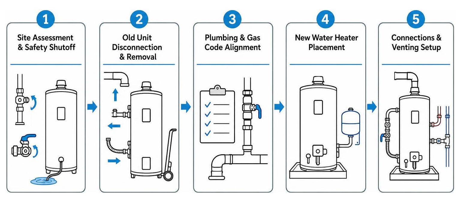 gas water heater installation sequence diagram