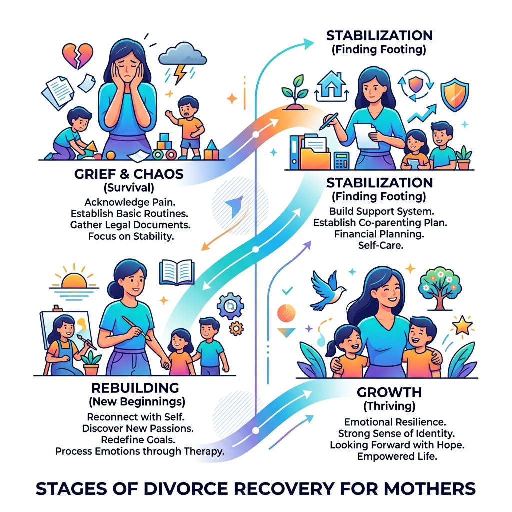 Stages of divorce recovery for mothers: emotional timeline and key healing milestones - divorce recovery for mothers