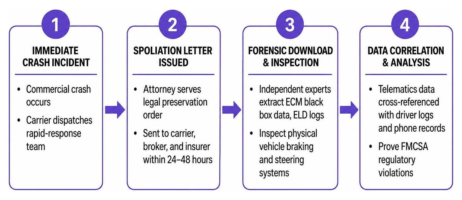 Process of Securing Digital Evidence After a Truck Crash