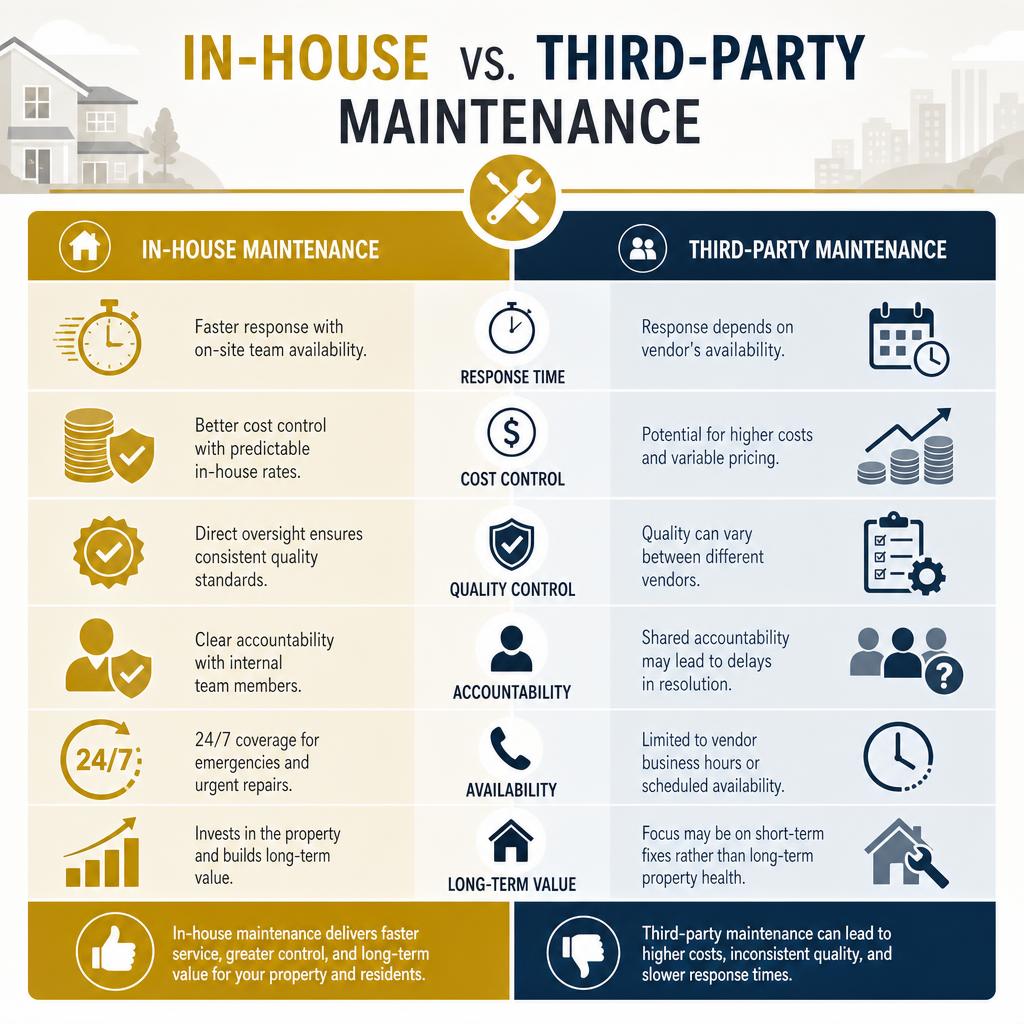 comparison of in-house vs third-party maintenance infographic