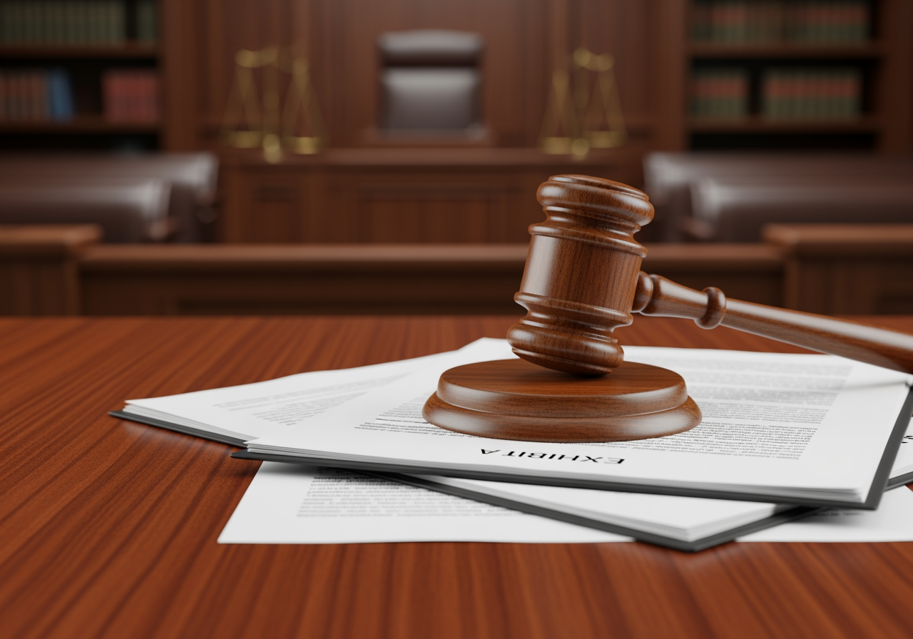 gavel and documents on a desk, representing the legal process - construction accident injury attorneys