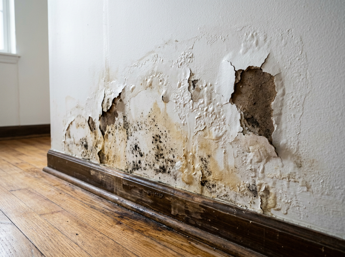 water damage on drywall from a slab leak water damage on drywall from a slab leak