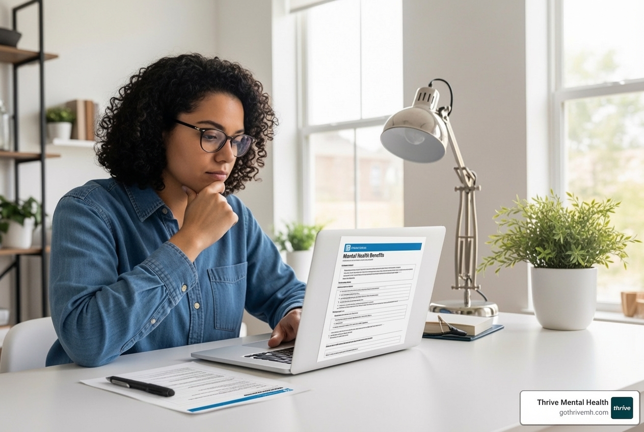 Person checking insurance coverage for anxiety IOP on laptop - What are the top intensive outpatient programs for anxiety treatment?