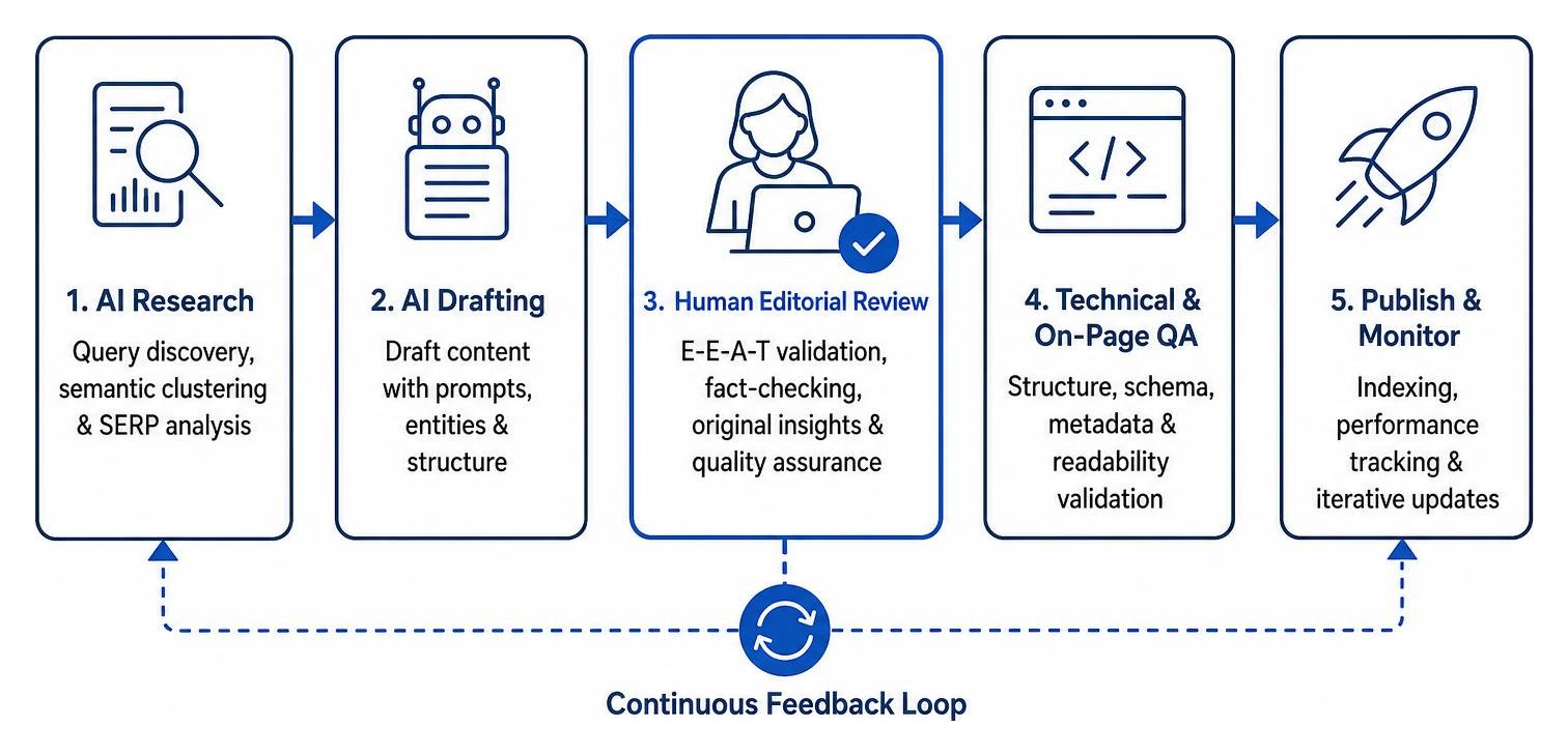 Human in the loop E-E-A-T editorial review pipeline