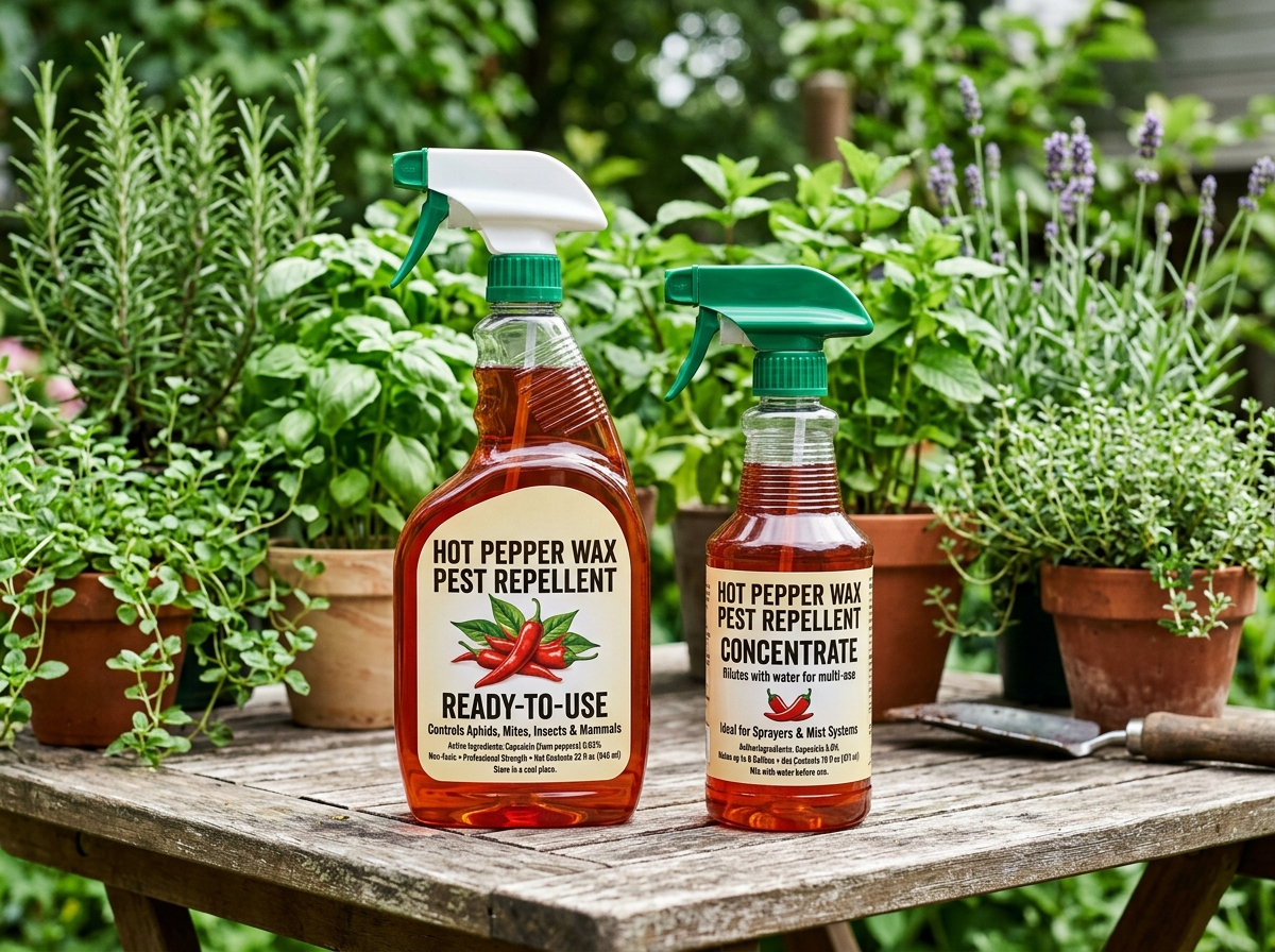 Ready-to-use and concentrate formulations of hot pepper wax repellent bottles - hot pepper wax repellent