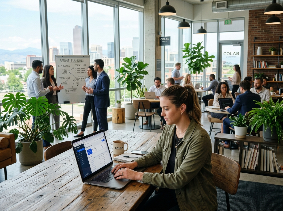 digital nomad working in a modern coworking space - flexible remote sales jobs