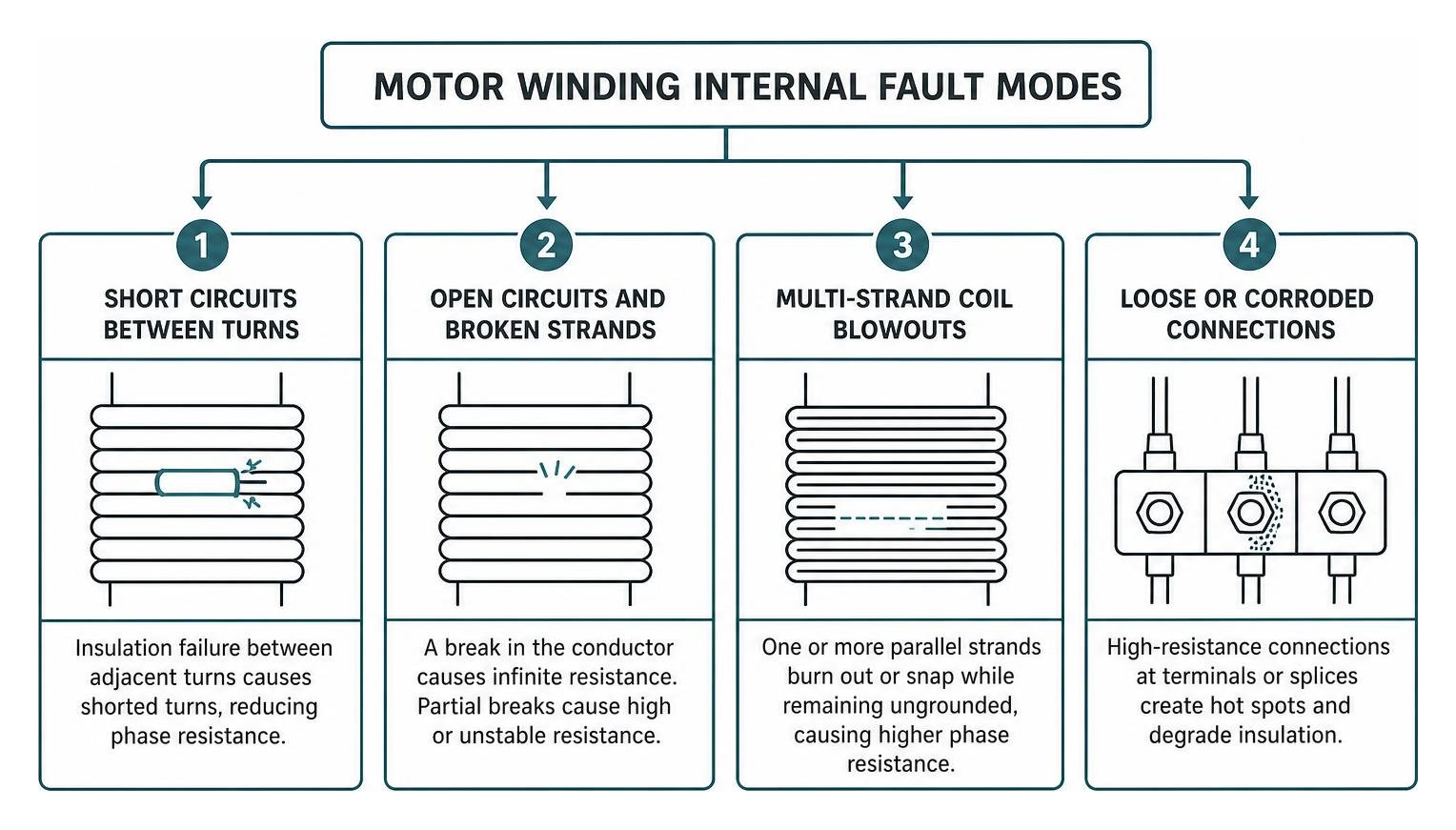 motor winding internal fault modes